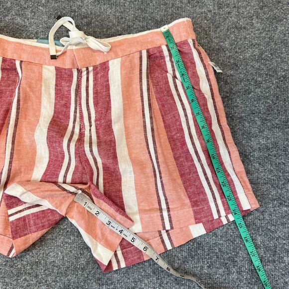 Old Navy Short Womens 8 Multi Linen Blend Drawstring Mid Rise Pockets Stripe - Picture 7 of 12